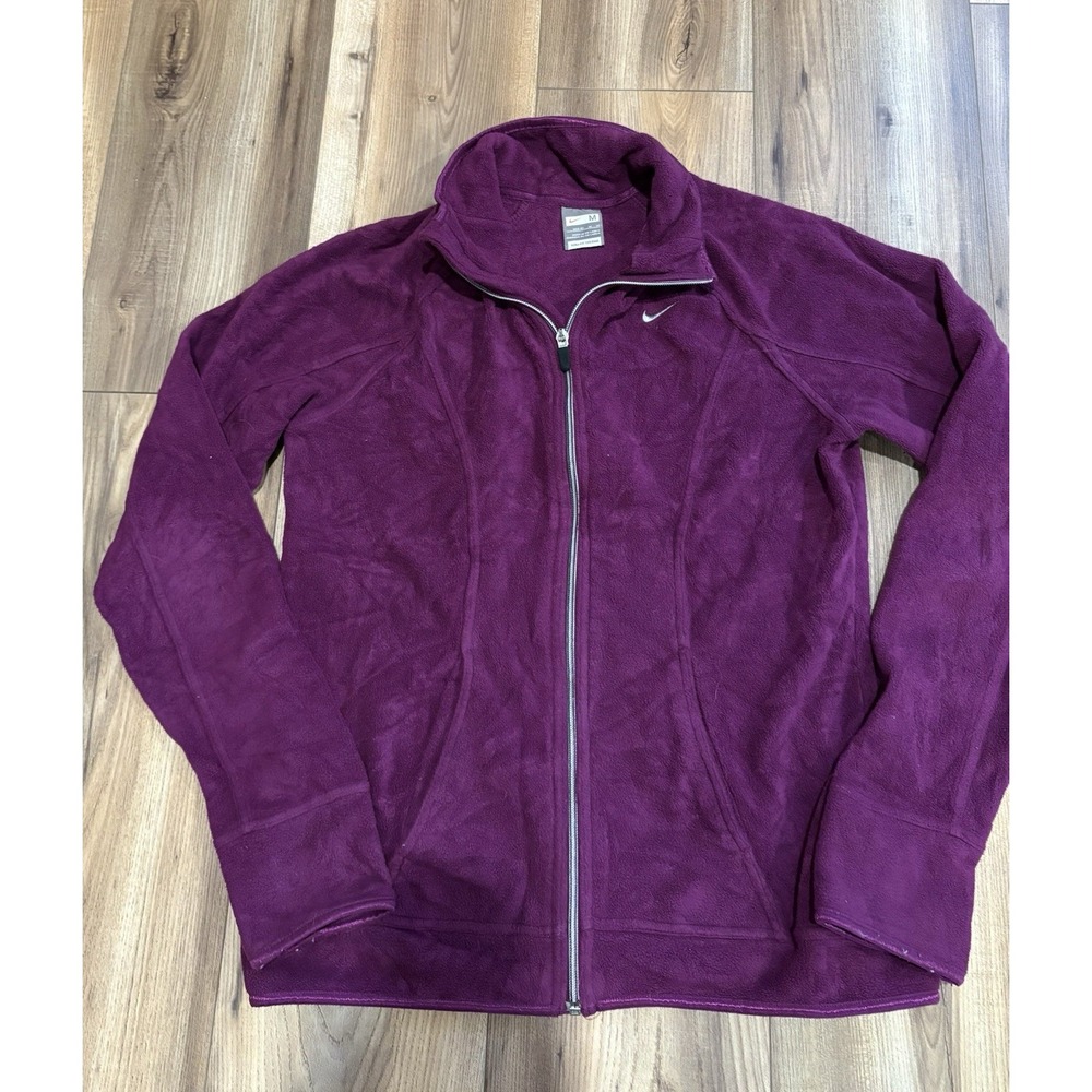 Nike Women's Sz Medium Magenta Purple Fleece Zip Jacket Coat